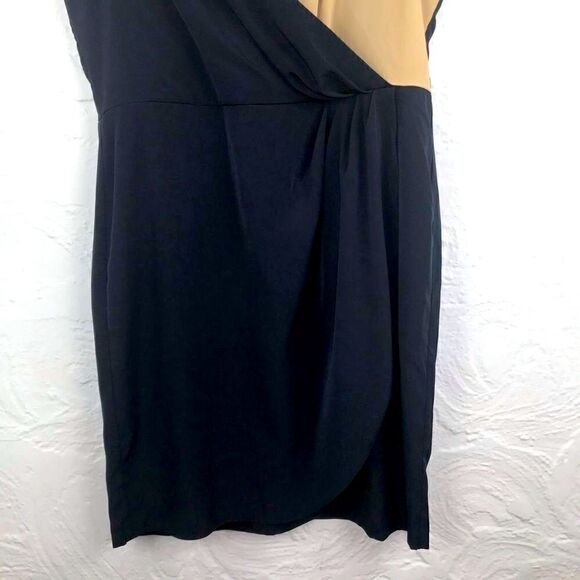 Charming Charlie Black Tan Cross Front Wrap style Pencil Dress NEW - Picture 4 of 9
